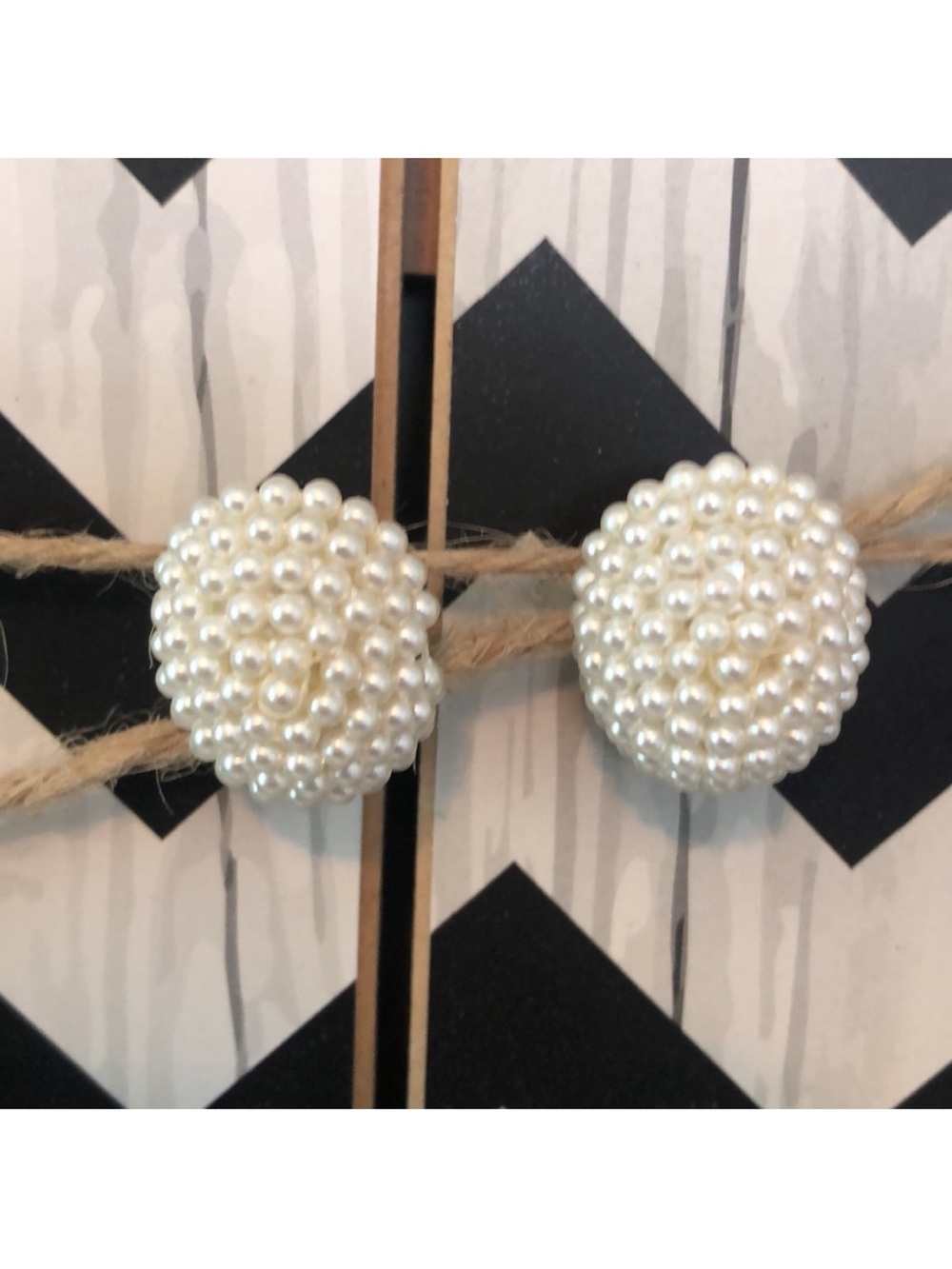 Cluster Faux Mini Pearl Clip-On Vintage Earrings